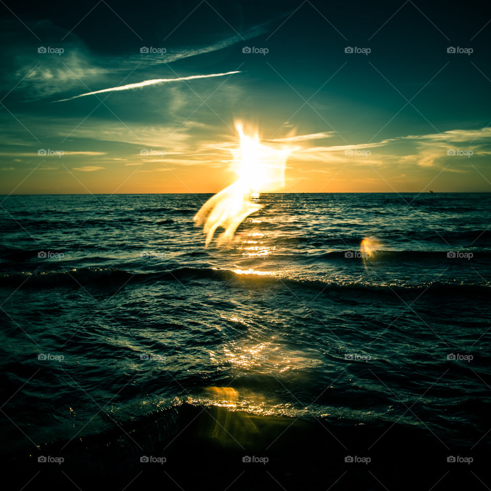 Sun, Sunset, Water, Sea, Ocean