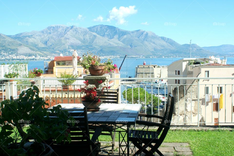 The better urban gardening possible: roof gardens on top of medieval buildings in a italian seatown.