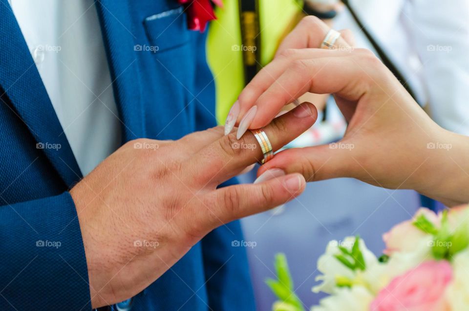 Young couple wedding ceremony