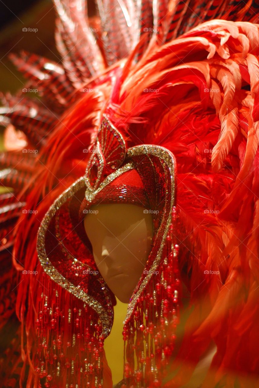 Red mask and red carnival dress 