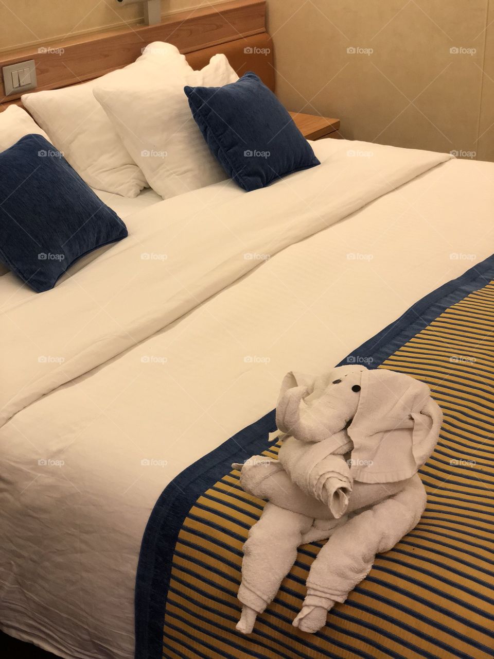 Carnival Sunshine Cruise towel animal, elephant, made by our room Stuart