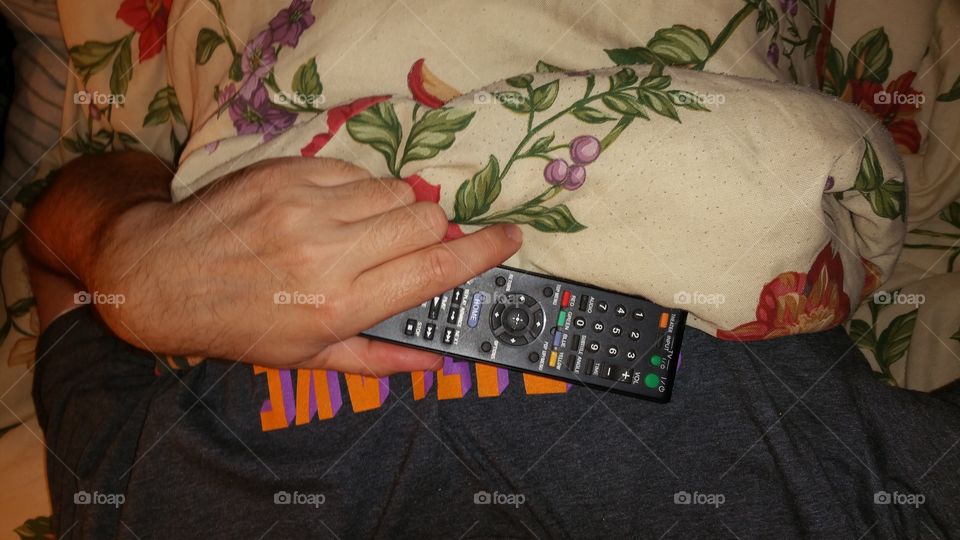 blanket hand and remote