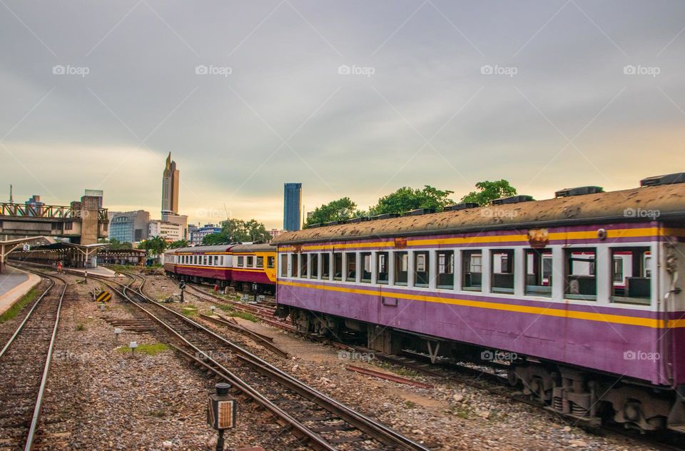 a Train in the Area of the Hua Lamphong Railway Station in Bangkok Thailand Southeast Asia