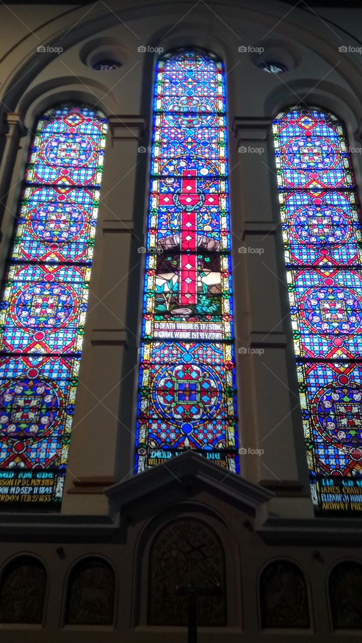Outstanding stained glass in parish church of St George in Belfast