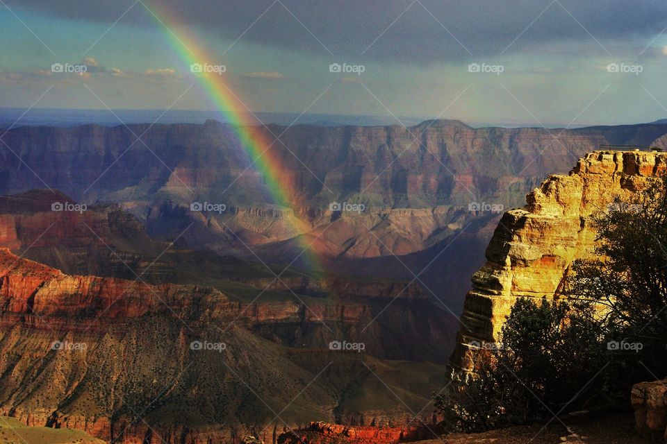 Grand Canyon Rainbow. Amazing rainbow right after a huge dark storm on the Canyon
