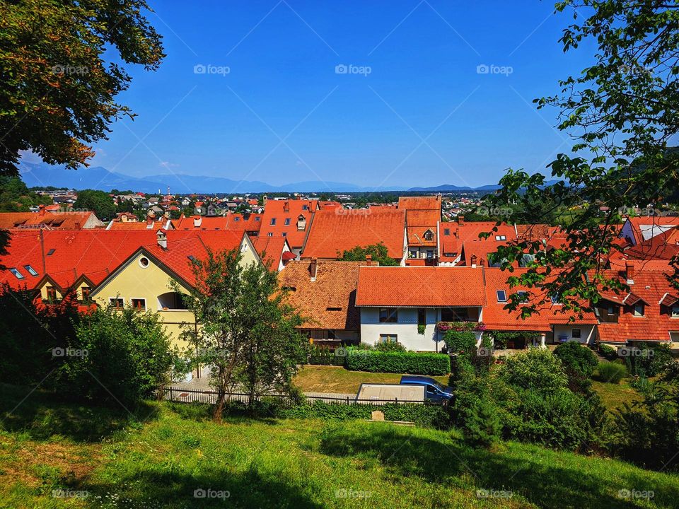 Ljubljana, Slovenia. Urban city view with modern,  old European architecture,  landmark. Geometric shapes