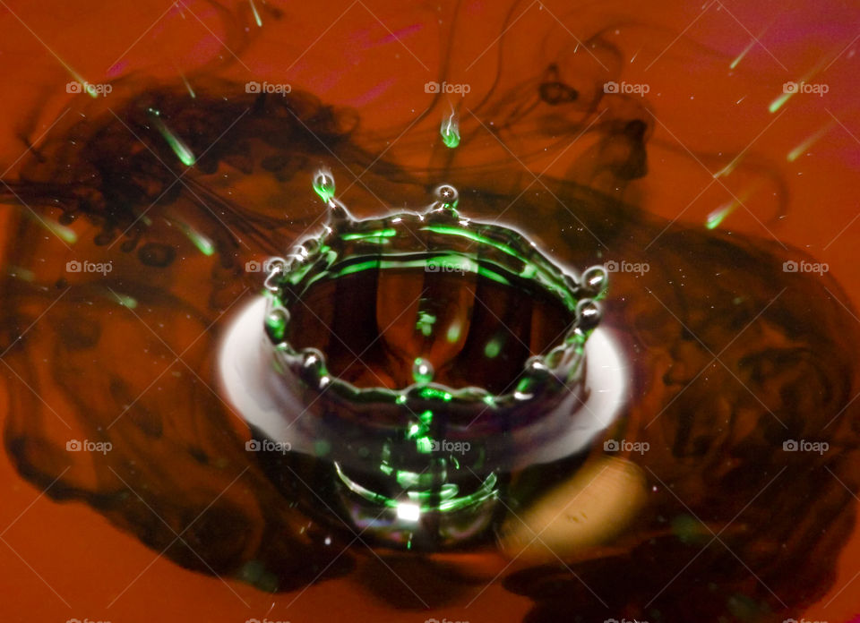 Water Drop - Green drop Red background