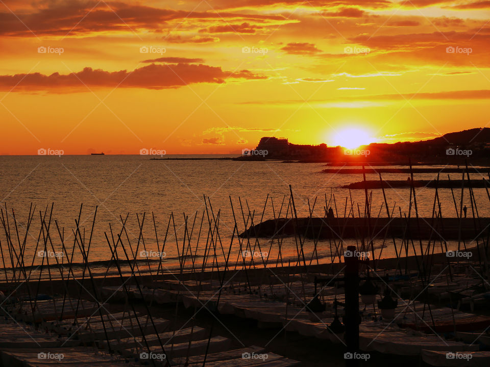 Incredible sunset in Sitges, Spain