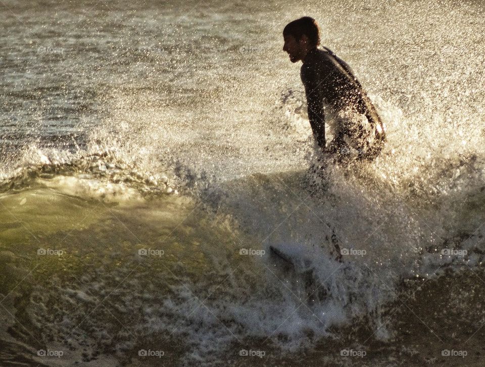 Surfer Bails Off His Board. California Surfing