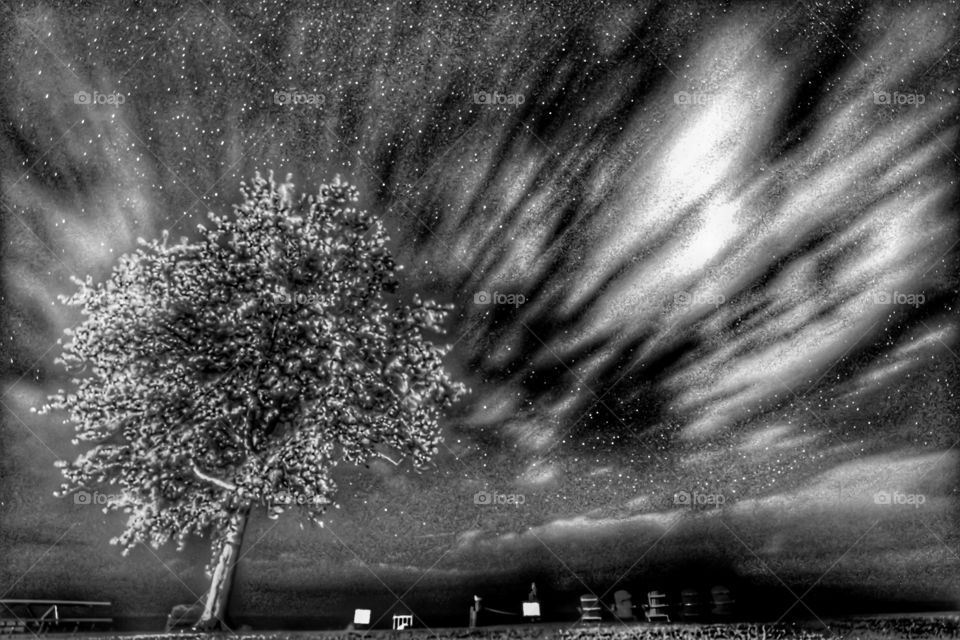 long exposure of a starry and cloudy night