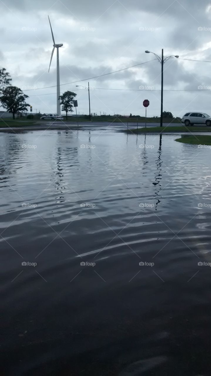 road flooded after heavy rain