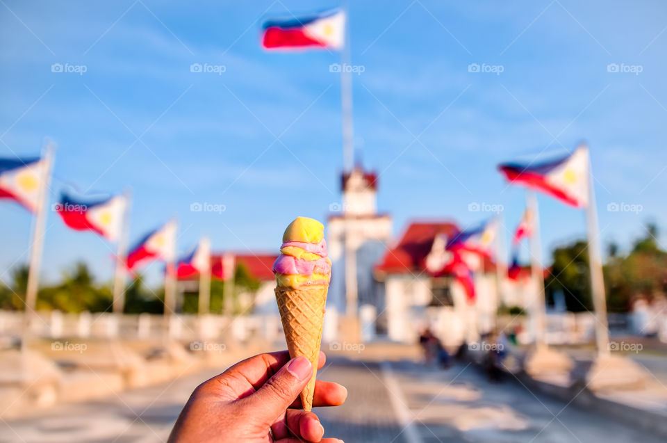Ice cream to refresh while taking our summer trip to Aguinaldo Shrine, Kawit, Cavite, Philippines 