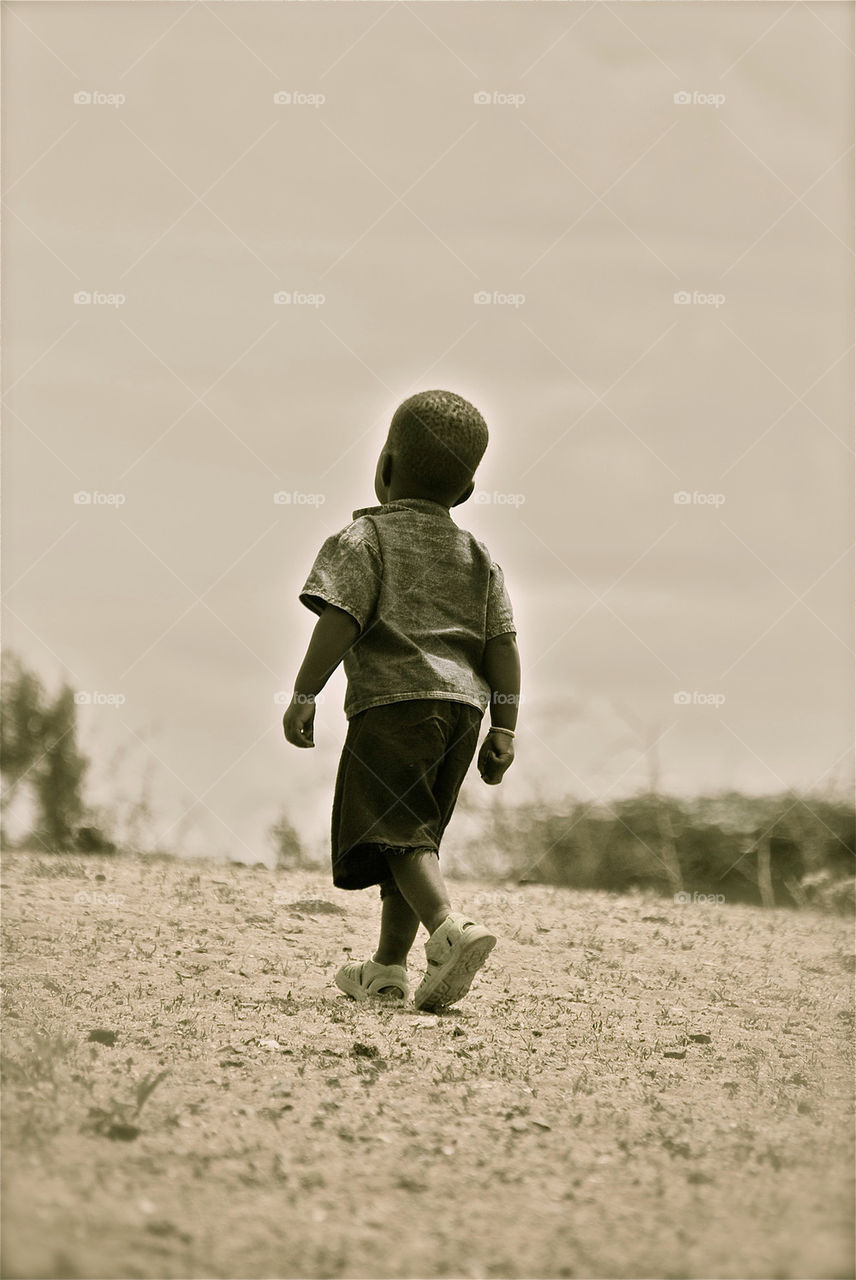 Little man walking