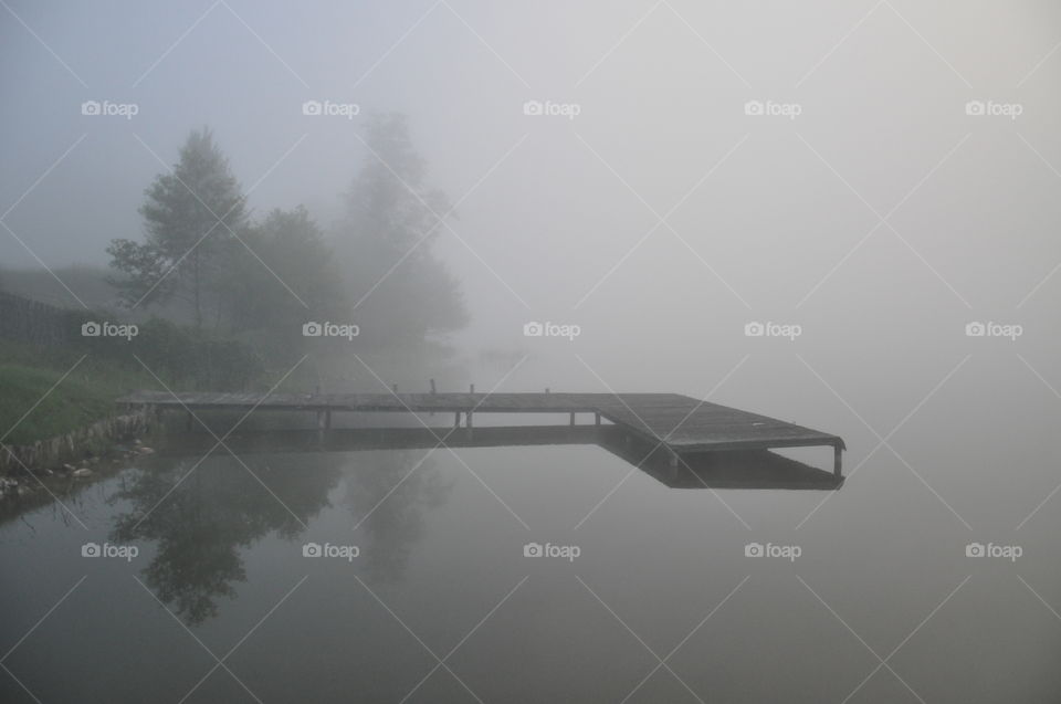 foggy morning in polish countryside