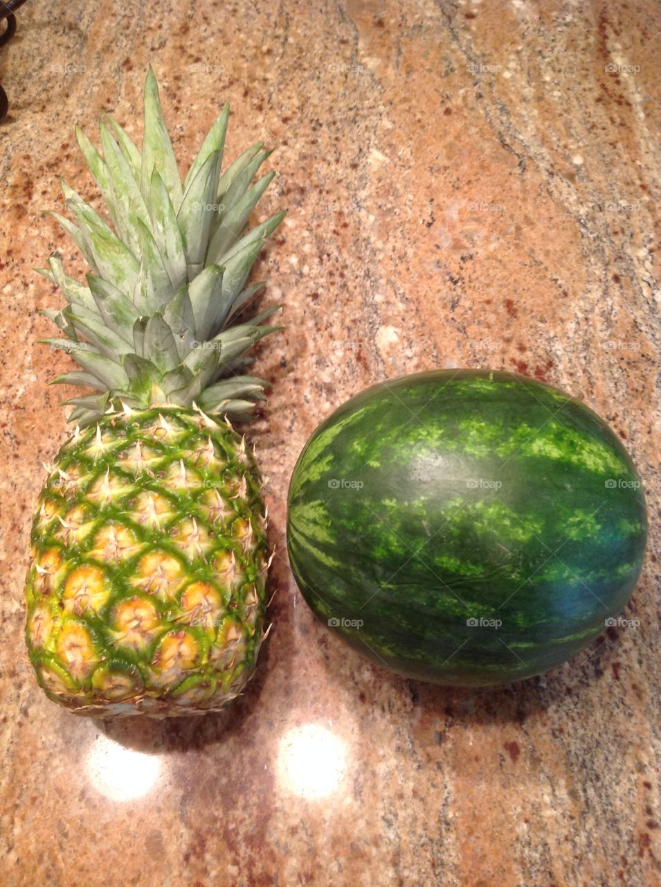 A pineapple and a watermelon.