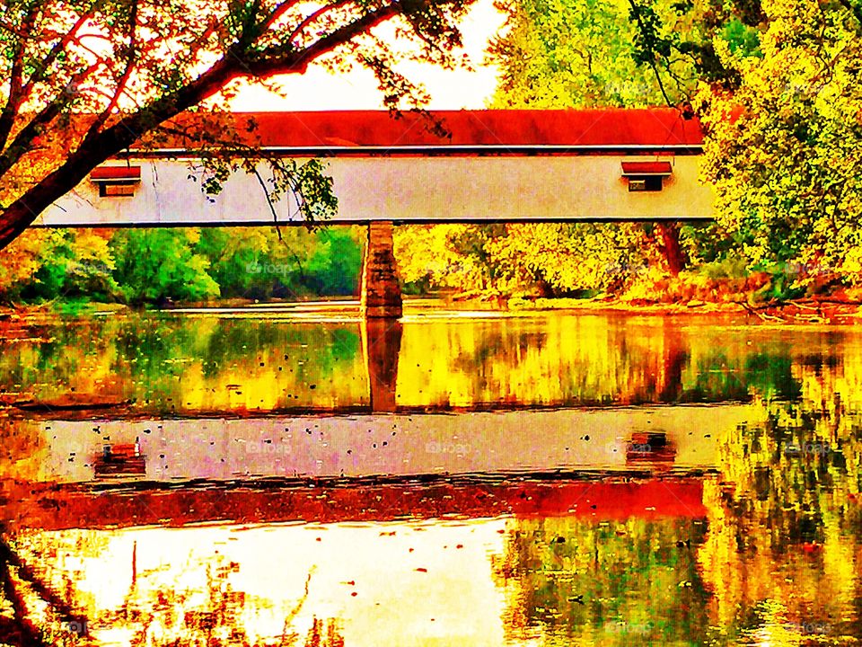 Fall covered bridge 