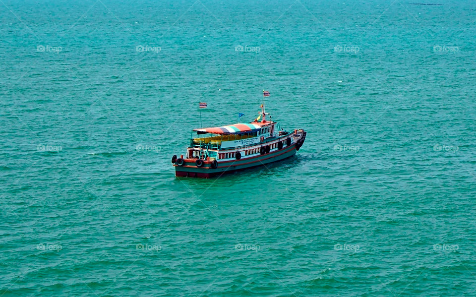 Lone boat at sea