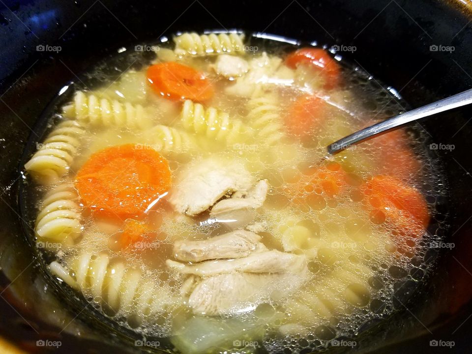 Homemade chicken noodle  soup