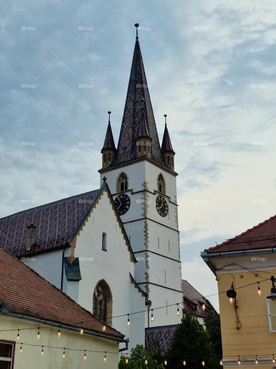 the tower of the evangelical church, Sibiu, Romania