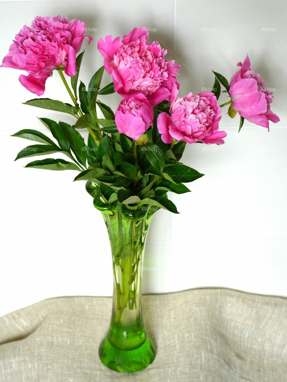 pink peony flowers in vase