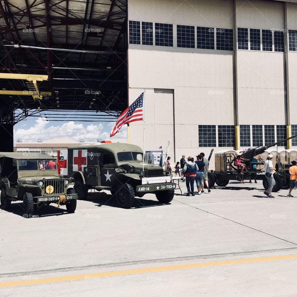 During a celebration at an Air Force base, this display showed some of the history and innovation of this country. 