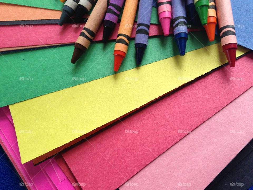 Crayons and construction paper 