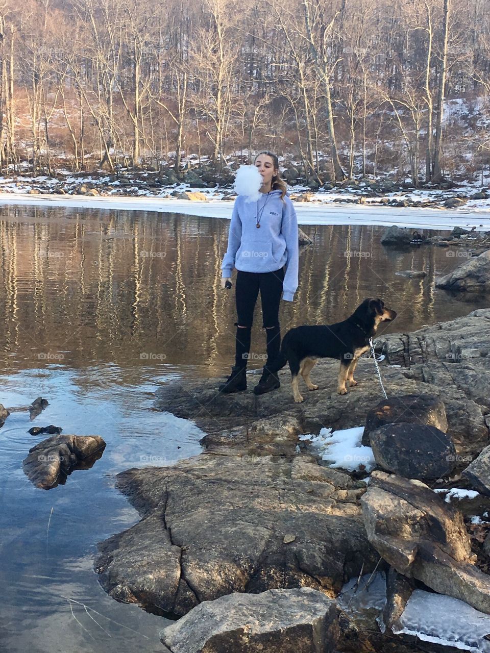 Vaping on an icy hike with the puppy