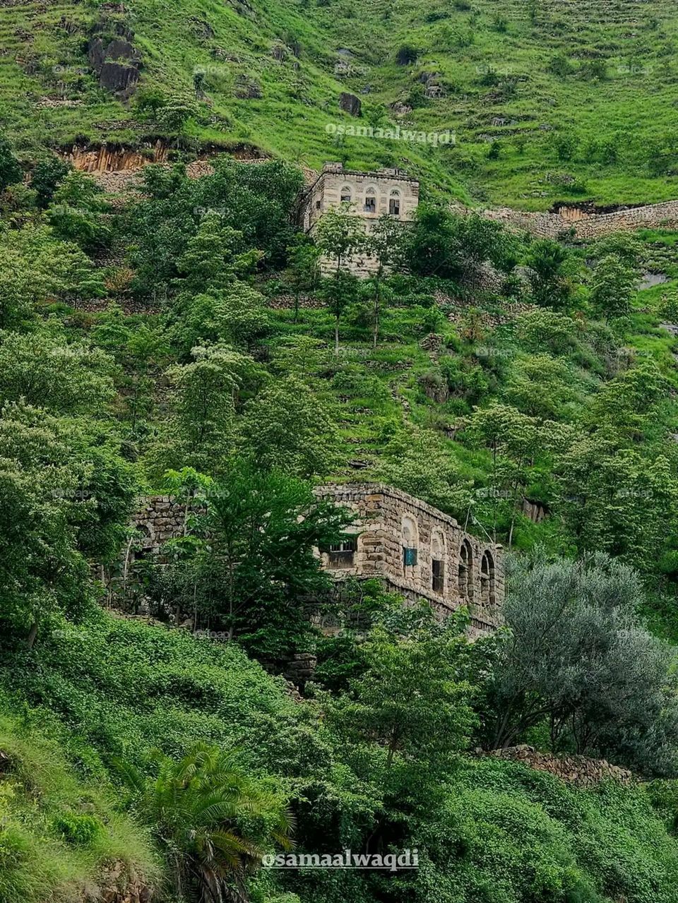 Glory be to God, the magnificent and picturesque view and the natural green trees are a view that is nothing more wonderful than it