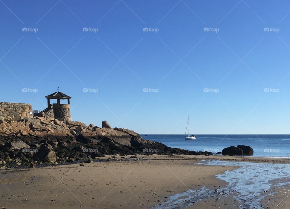 Stone beach gazebo