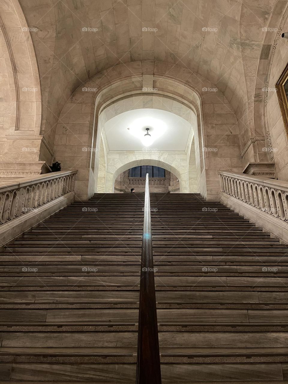 Stairs - New York Library in December, in a rare moment with no one going up or down…
