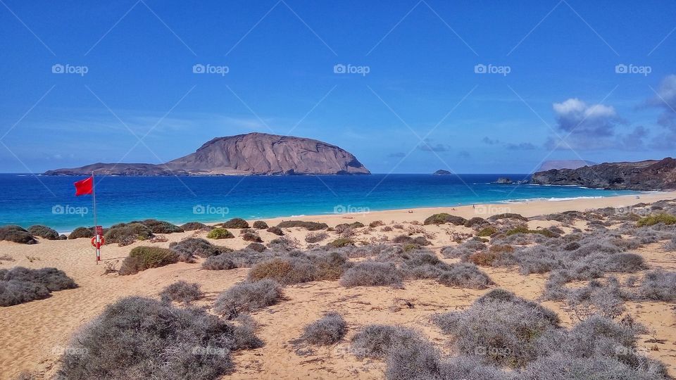 playa de las conchas on graciosa canary island in Spain