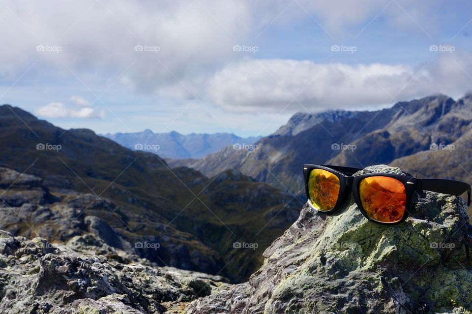 Routeburn track sunglasses mountains. New Zealand 