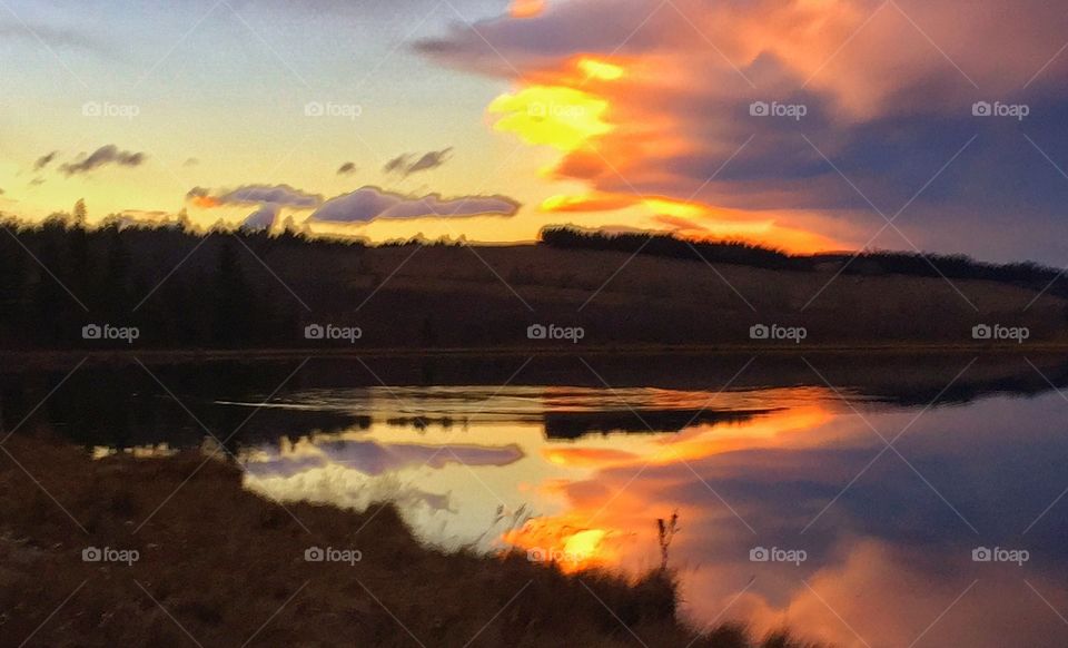 Sunset on a small pond