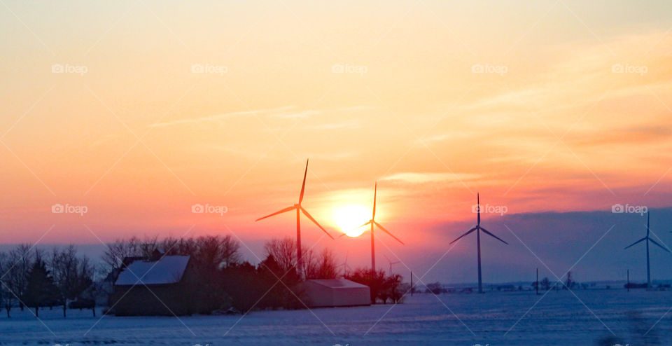 Windmill, Wind, Energy, Sunset, Water