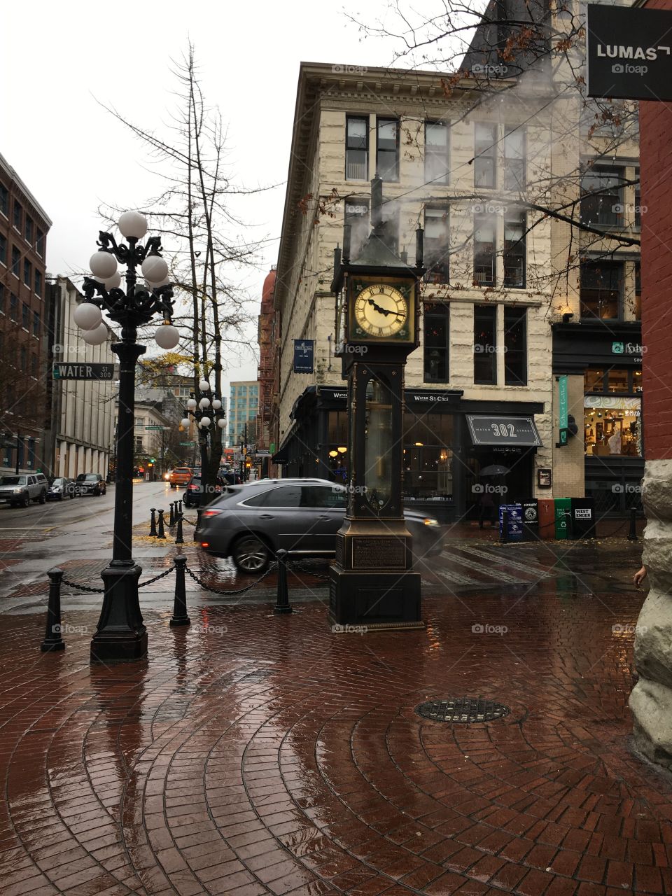 Old city and the steam clock