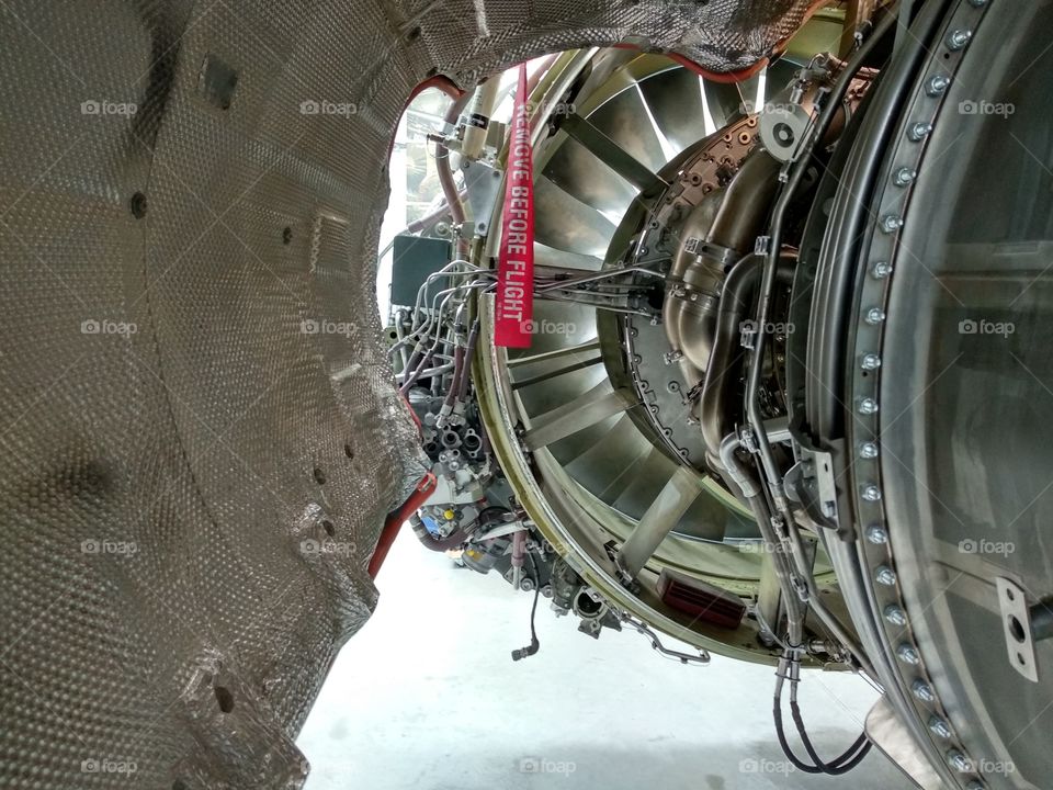Inside of an airplane engine