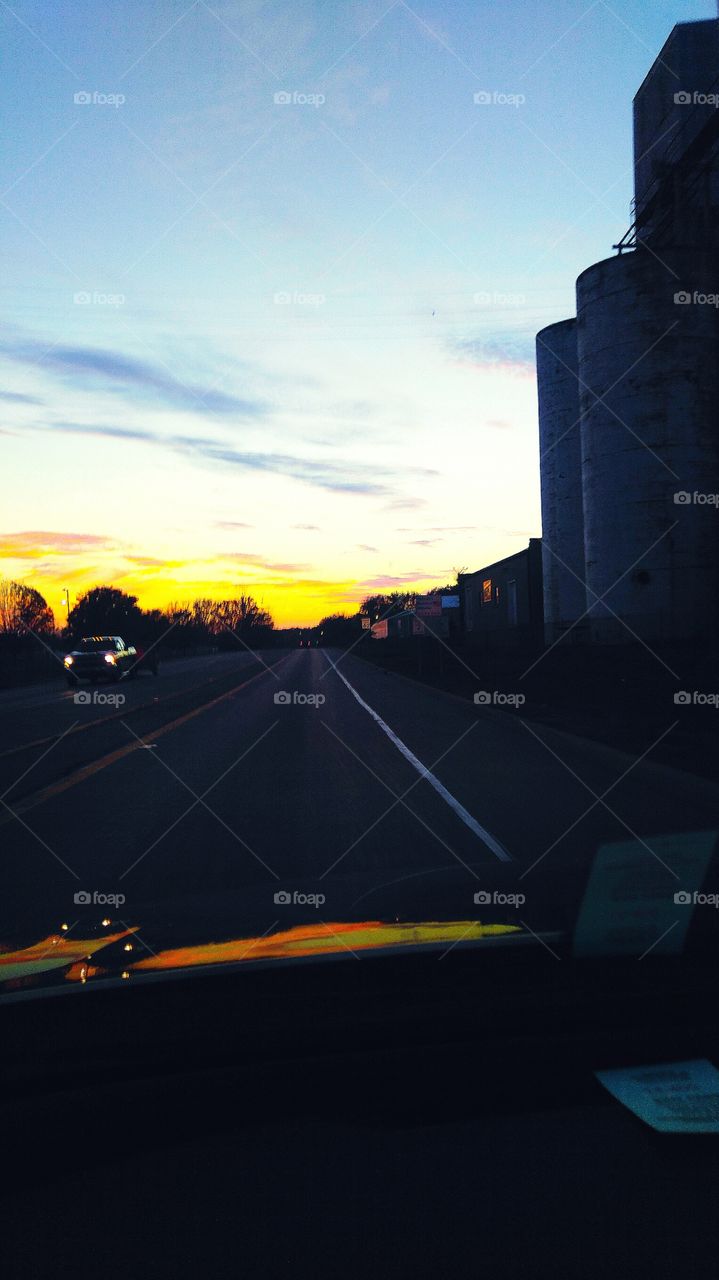 Driving into the sunset