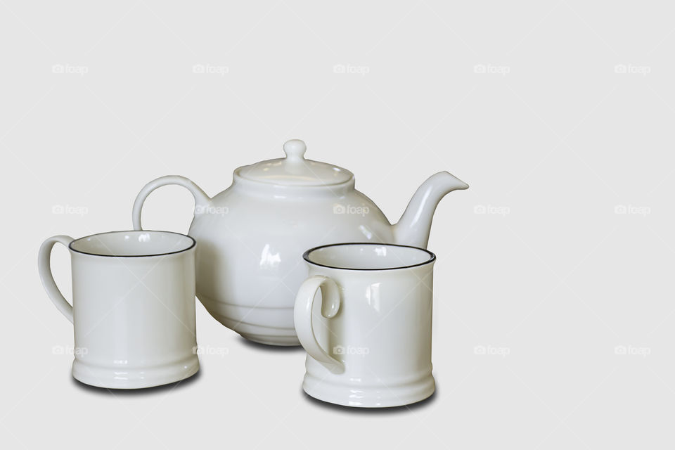 Glass and Kettles is made from ceramic tile on a white background with clipping path