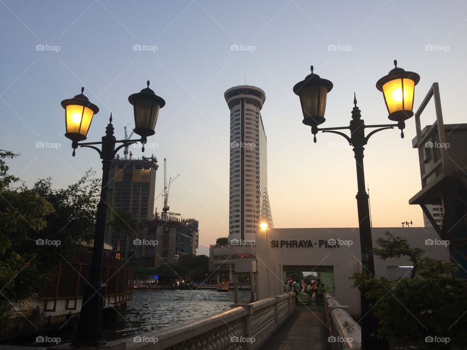 #pier #evening #outdoor #light #river #view #travel #thailand
