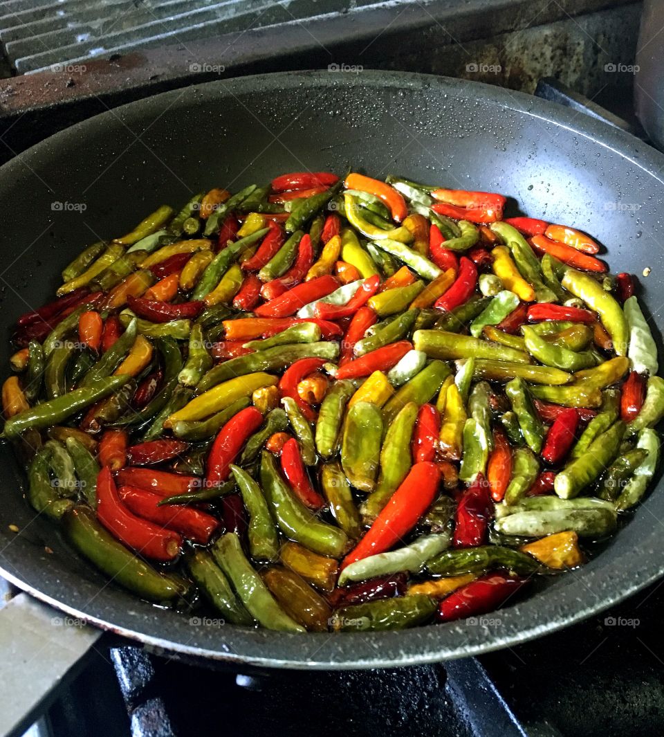 Chilies frying