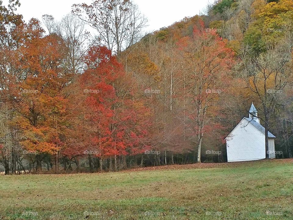 Palmer Chapel in the Autumn. Palmer Chapel in the Cataloochee Valley North Carolina