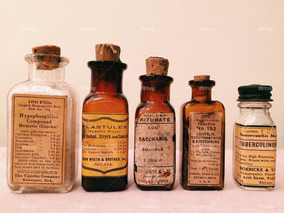 Antique medical bottles