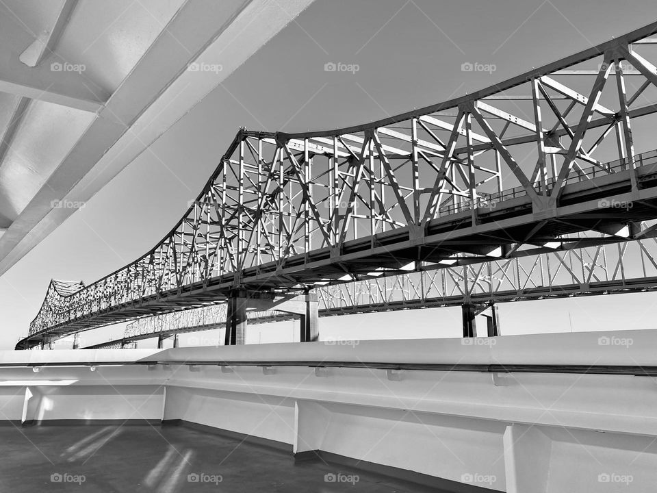 The view of a bridge from an open deck on a cruise ship
