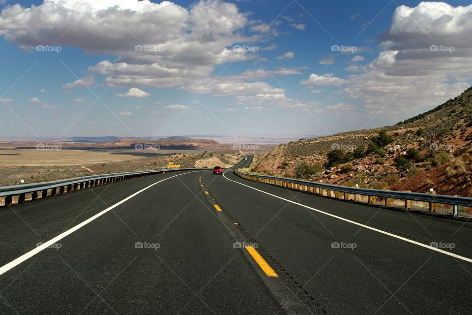 Highway winding into horizon at Grand Canyon national park Arizona 