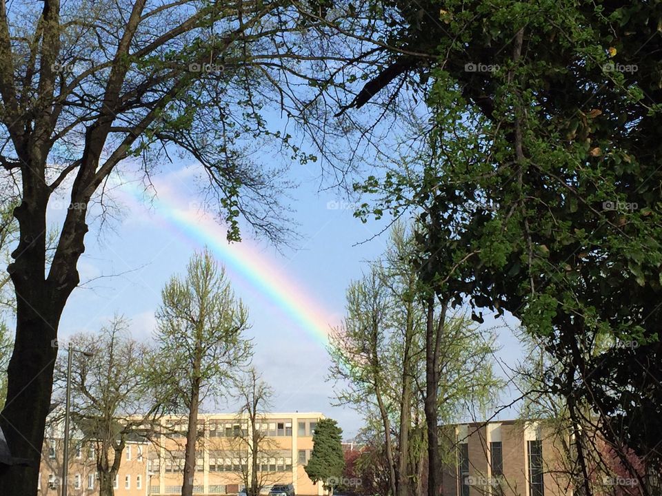 Rainbow. Rainbow over Our Lady of Ransom's Church