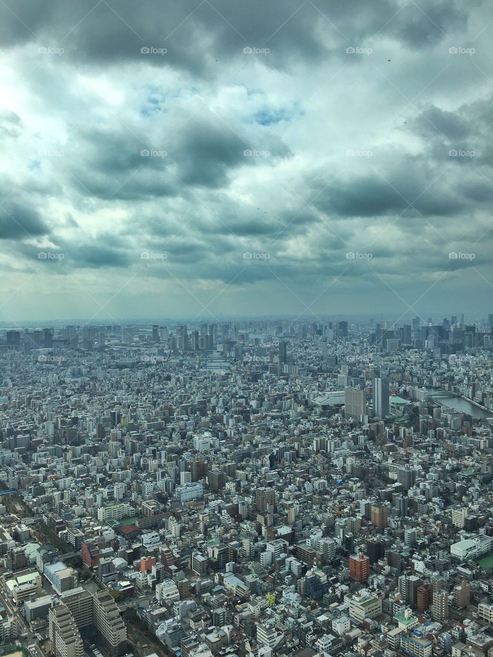 View of Tokyo from the top of the tallest tower in the world, the Tokyo Sky Tree