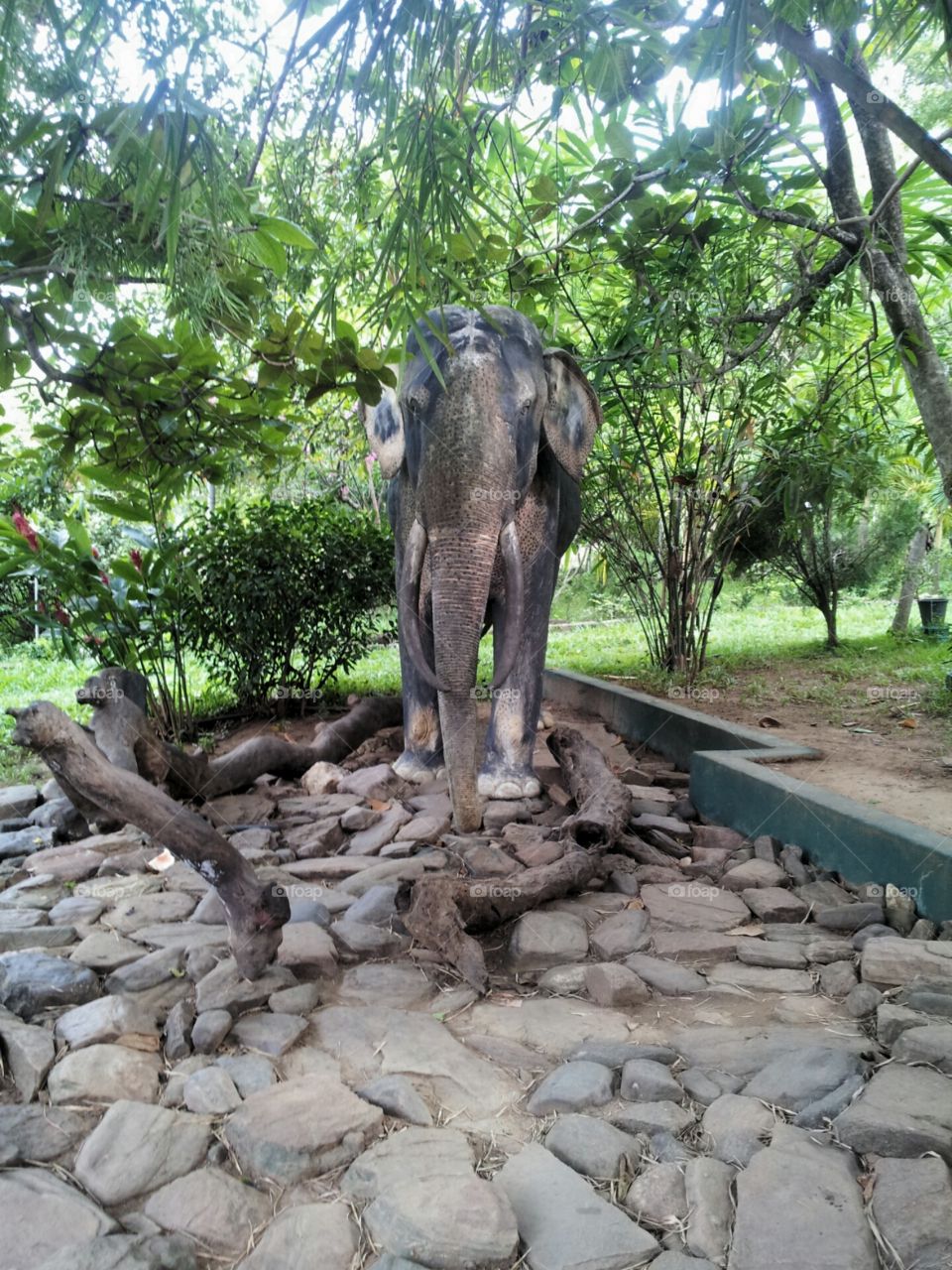 Elephant.. man made by ciment.. in Katharagama Lakshmee Dewalaya Sri Lanka..