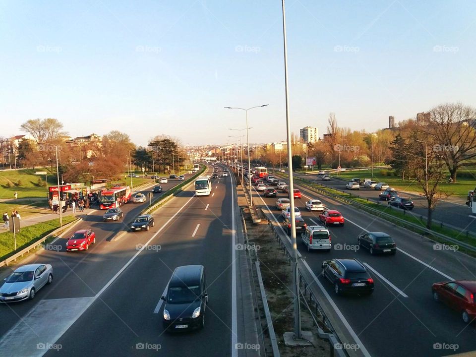 Traffic in Belgrade, crowd, highway