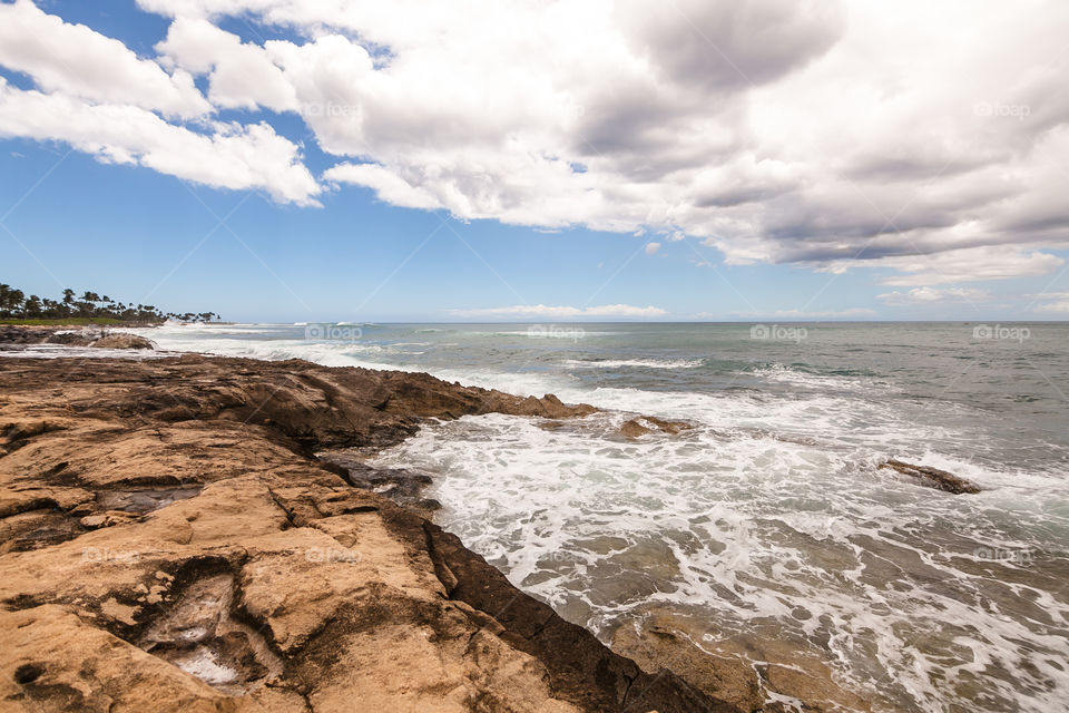 Cliff and beach hawaii