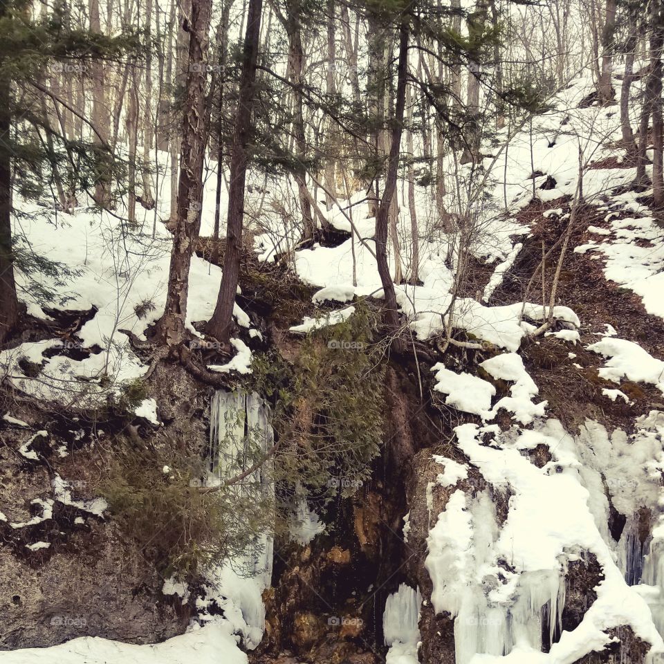 Waiting till Spring, when the snow melt, the little water fall will start fowing.